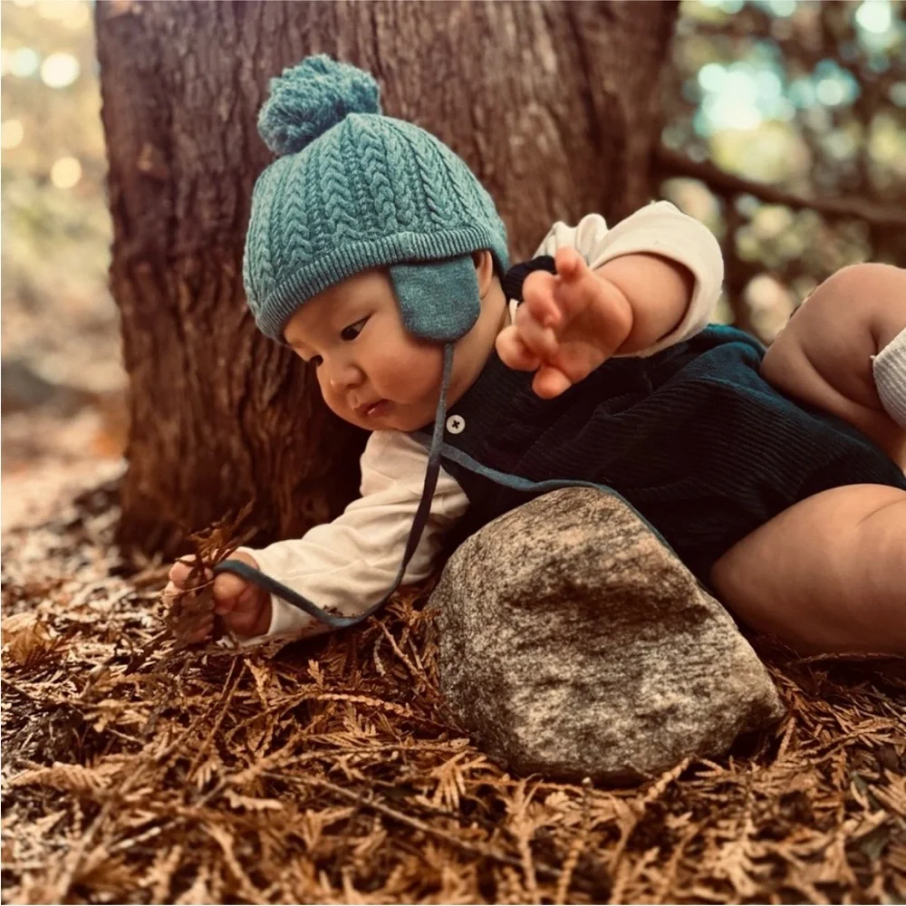 Kate Quinn Teal Pom-Pom 6-12 month baby winter Hat